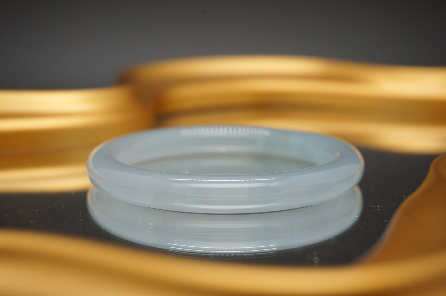 Luminous Skies Jade Bangle with Golden Accents 晴底洒金翡翠手镯
