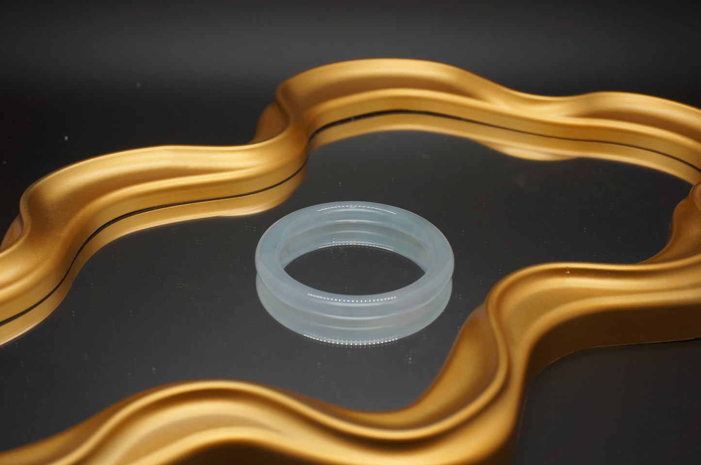 Luminous Skies Jade Bangle with Golden Accents 晴底洒金翡翠手镯