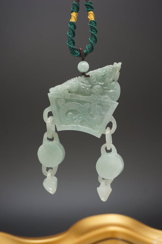 Antique-Style Dragon Interlocking Pendant 仿古龙环环