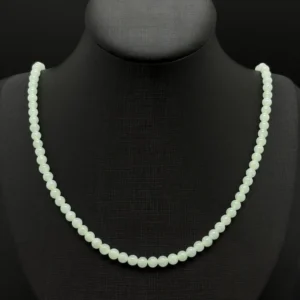 Icy Light Green Jadeite Bead Necklace