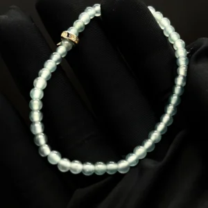 Icy Blue Jadeite Bead Bracelet