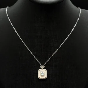 Light Blue Jadeite Perfume Bottle Pendant Necklace (S925 Silver)