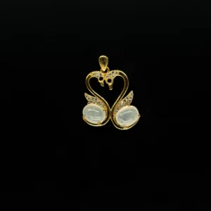 Double Swan White Jadeite Pendant (S925 Silver, Pendant Only)