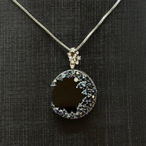 Night Sky Omphacite Star Halo Necklace, Custom Design