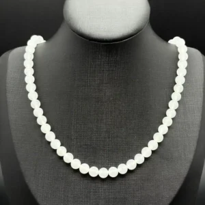 Icy White Jadeite Bead Necklace (Larger Beads)