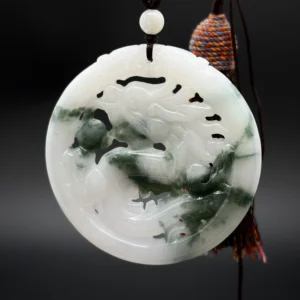 Icy White Jadeite Dragon Donut Charm (Grade A)