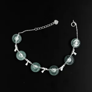 Icy Blue 6 Ping An Kou Jadeite Bracelet