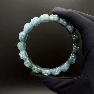 Green Jadeite Rose Carved Bangle