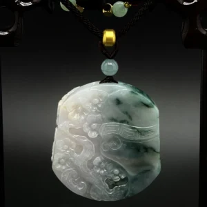 White and Green Jadeite Carved Charm Ornament (Convertible)