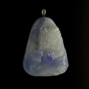 Lavender Baby Dragon with Double Hearts Jadeite Pendant