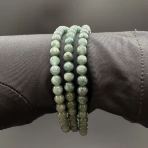 Deep Green Grade A Jadeite Triple-Row Bead Bracelet