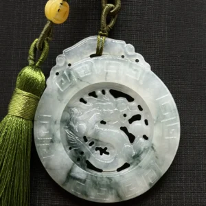 Fortune Turning Rotating Dragon Disc Charm, Grade A Jadeite