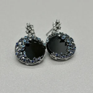 Night Sky Omphacite Star Halo Earrings
