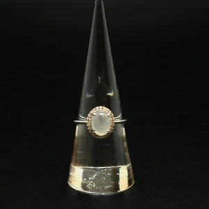 White Jadeite Oval Halo Ring (S925 Silver)