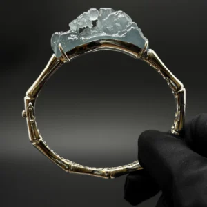 Openable Landscape Carved Jadeite Bangle