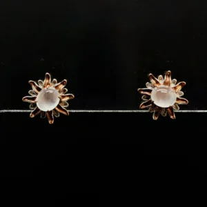Icy White Jadeite Sunflower Stud Earrings