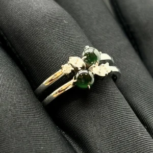Double Cabochon Deep Green Jadeite Ring