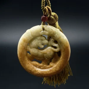 Yellow Grade A Jadeite Tiger Donut Charm