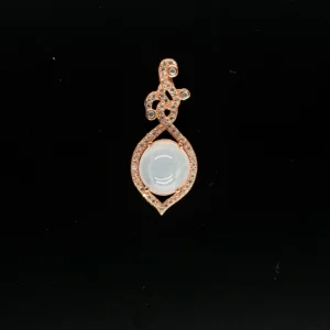 White Jadeite Round Pendant with Sparkling Knot Motif (S925 Silver, Pendant Only)