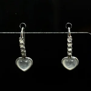 Icy White Jadeite Heart Drop Earrings