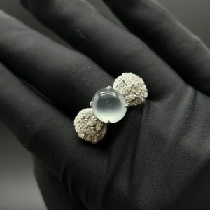 Icy Blue Grade A Jadeite Cabochon Ring