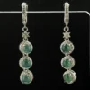 Deep Green Jadeite Triple Cabochon Drop Earrings