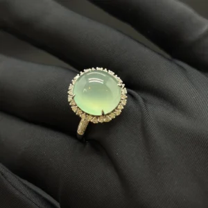 Icy Green Grade A Jadeite Cabochon Ring