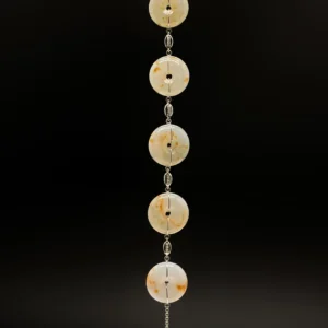 White with Golden Specks PAK Grade A Jadeite Bracelet
